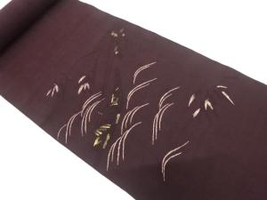 アンティーク　綴れ　舟に波・笹模様織り出し　八寸帯地反物